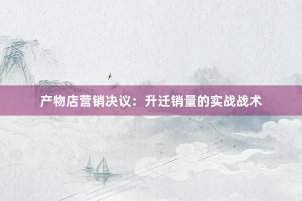 产物店营销决议：升迁销量的实战战术